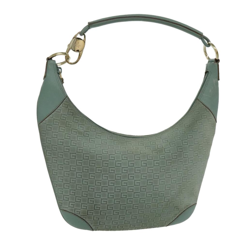 GUCCI Shoulder Bag Suede Blue Gold 001 001 - Picture 1 of 16